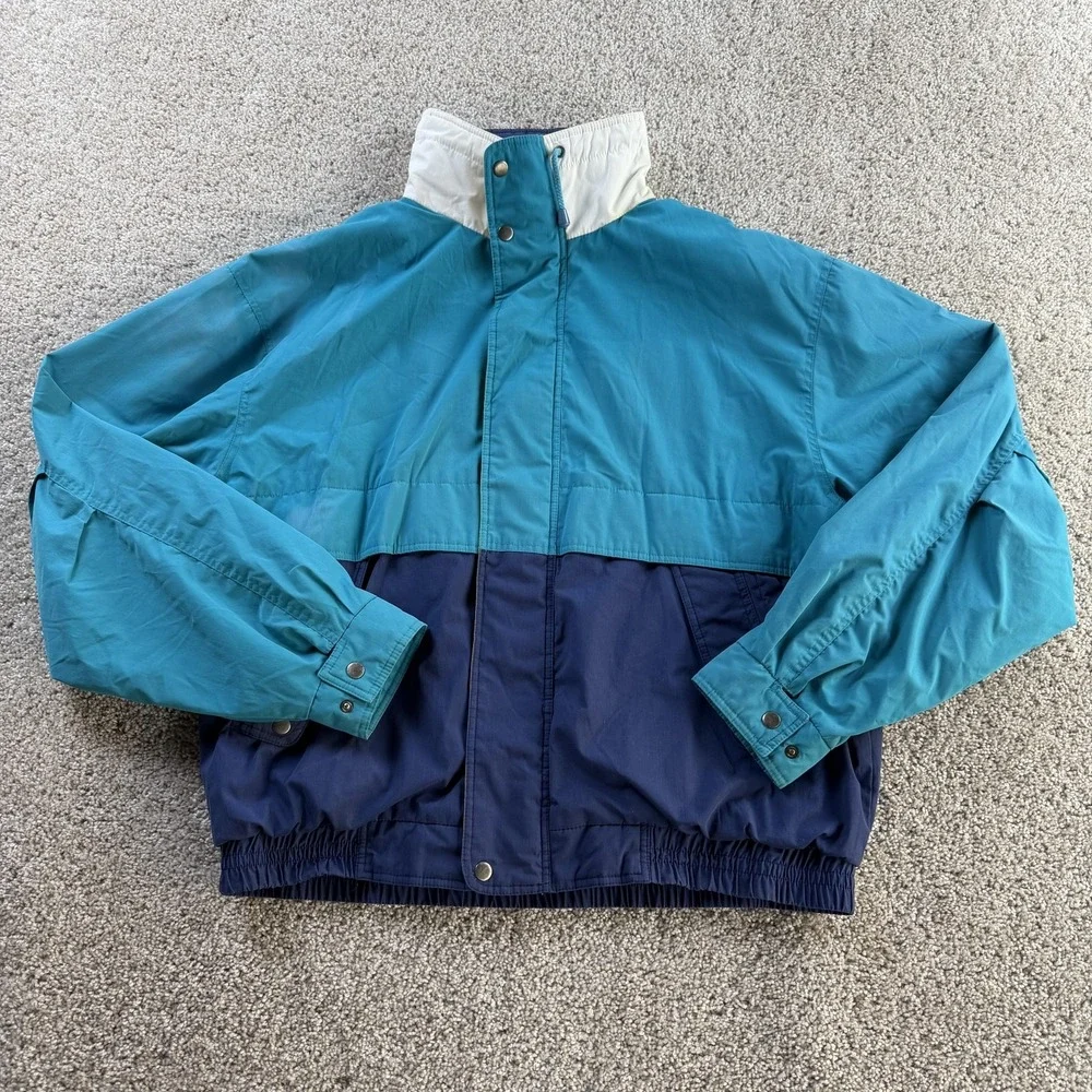 Vintage 90s Towncraft Jacket Mens XLT Blue Colorblock Windbreaker Lightweight